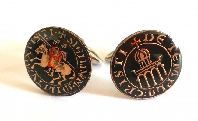Gemelos templarios - Gemelos para camisa hechos con moneda templaria