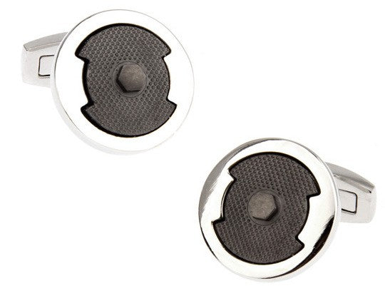 Gemelos de Camisa DAM Dotted Hexagon in Steel 20mm