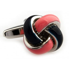 Gemelos Nudo Esmaltado Azul y Rosa