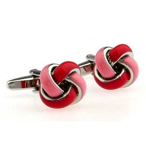 Gemelos de Nudo Esmaltado Rosa y Rojo
