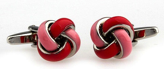 Gemelos de Nudo Esmaltado Rosa y Rojo