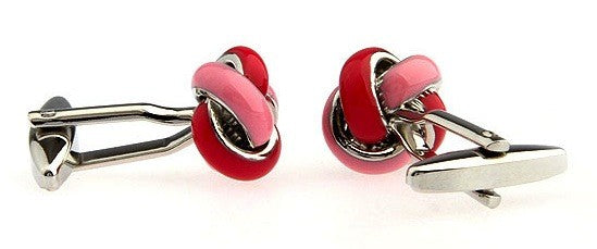 Gemelos de Nudo Esmaltado Rosa y Rojo
