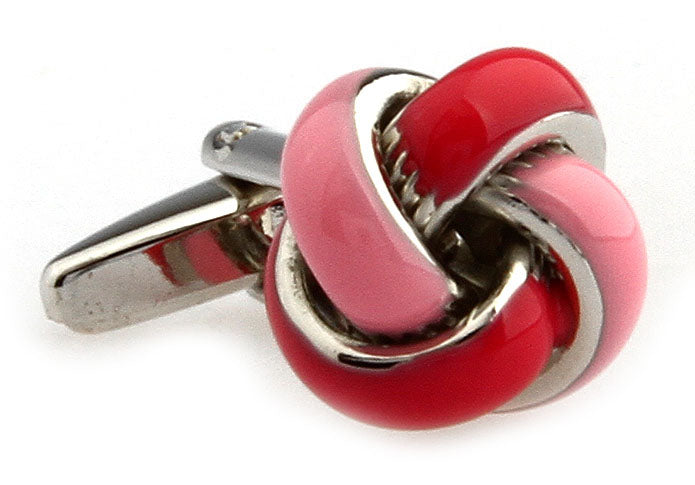 Gemelos de Nudo Esmaltado Rosa y Rojo