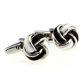 Gemelos para camisa Nudo Esmaltado Negro y Blanco