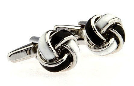 Gemelos para camisa Nudo Esmaltado Negro y Blanco