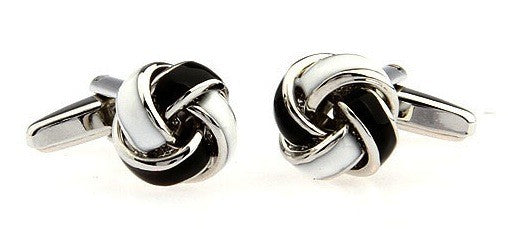 Gemelos para camisa Nudo Esmaltado Negro y Blanco