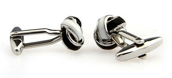 Gemelos para camisa Nudo Esmaltado Negro y Blanco