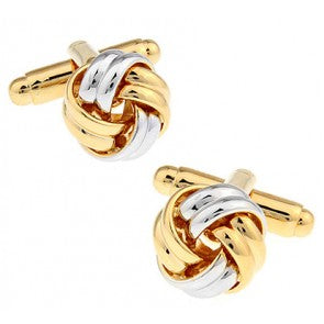 Gemelos Nudo Plateado y Dorado Doble