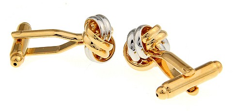 Gemelos Nudo Plateado y Dorado Doble