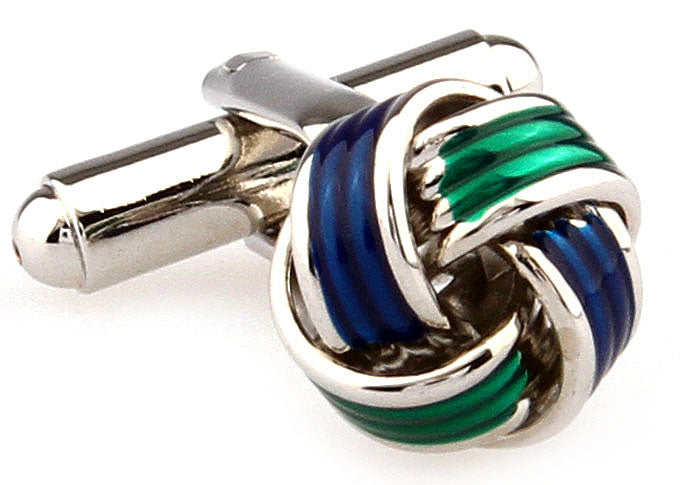 Gemelos Nudo Esmaltado Azul y Verde