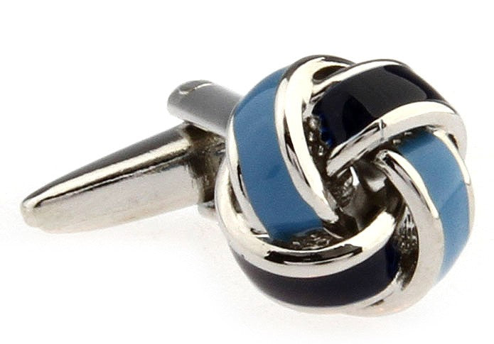 Gemelos Nudo Borla Azul Marino y Azul Celeste