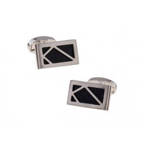 Gemelos de Camisa Diseño Rectangular Negro 20,5x12,5mm