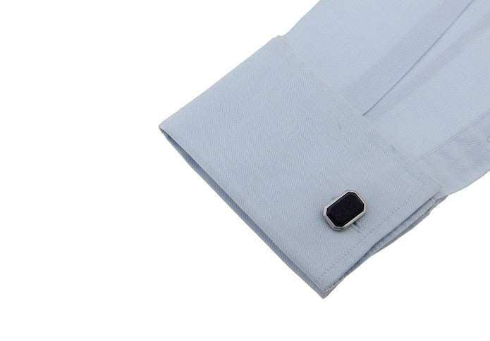 Gemelos de Camisa Diseño Octogonal Negro 20x14mm