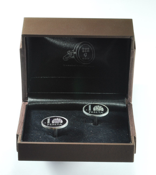 Gemelos Moneda Peseta Violeta