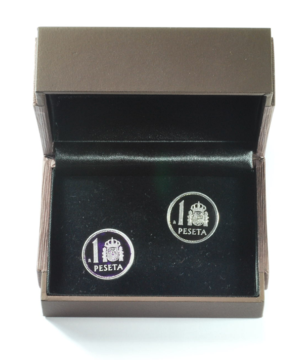 Gemelos Moneda Peseta Violeta