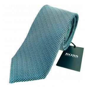 Corbata BOSS 7cm Negra estampados verdes