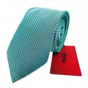 Corbata HUGO 7cm Verde estampada