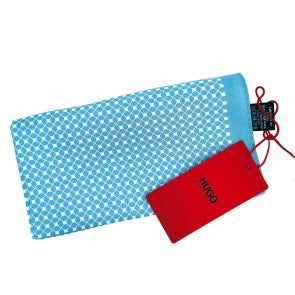 Pañuelo de Bolsillo HUGO Azul Cielo Cuadros Blancos 33x33 cm