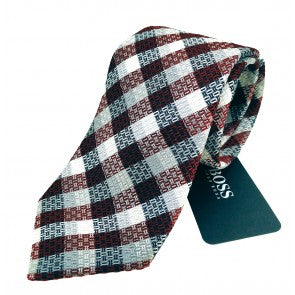 Corbata BOSS 7,5 cm Cuadros Escoceses Rojos