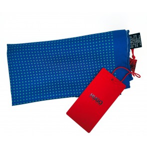 Pañuelo de Bolsillo HUGO Azul y Cuadros Turquesas 33x33 cm