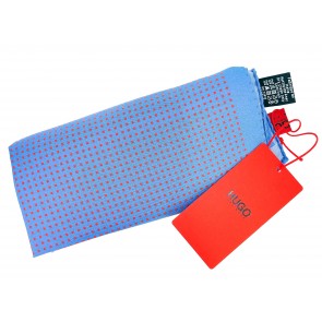 Pañuelo de Bolsillo HUGO Azul y cuadros Rojos 33x33 cm