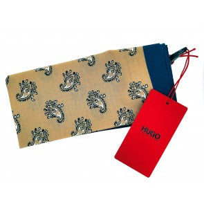 Pañuelo de Bolsillo HUGO Cashmere Marino y Crema 33x33 cm