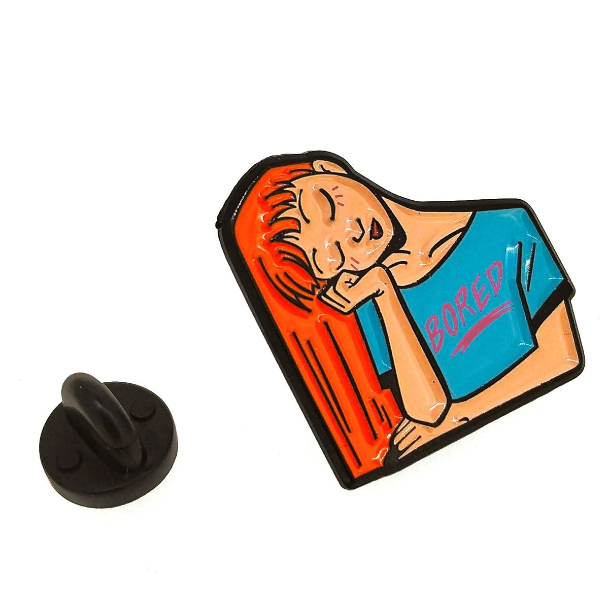 Pin de solapa Bored Girl Face 26x25mm