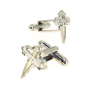 Gemelos de Camisa Cruz de Santiago Plateada 15x12mm