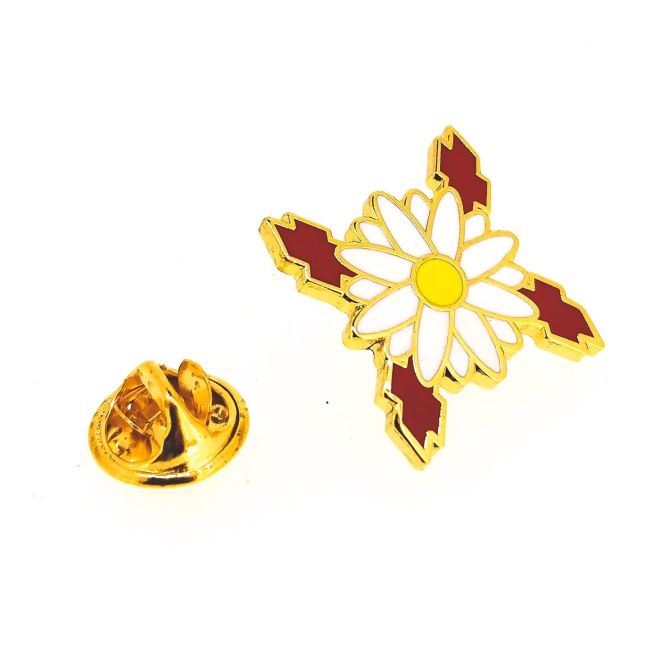 Pin de solapa Margarita Requeté con Aspa de Borgoña 19mm