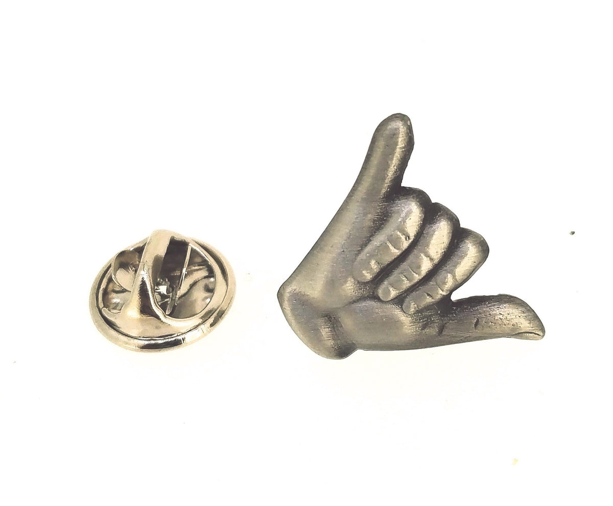 Pin de Solapa Saludo Surfero Hang Loose Acero