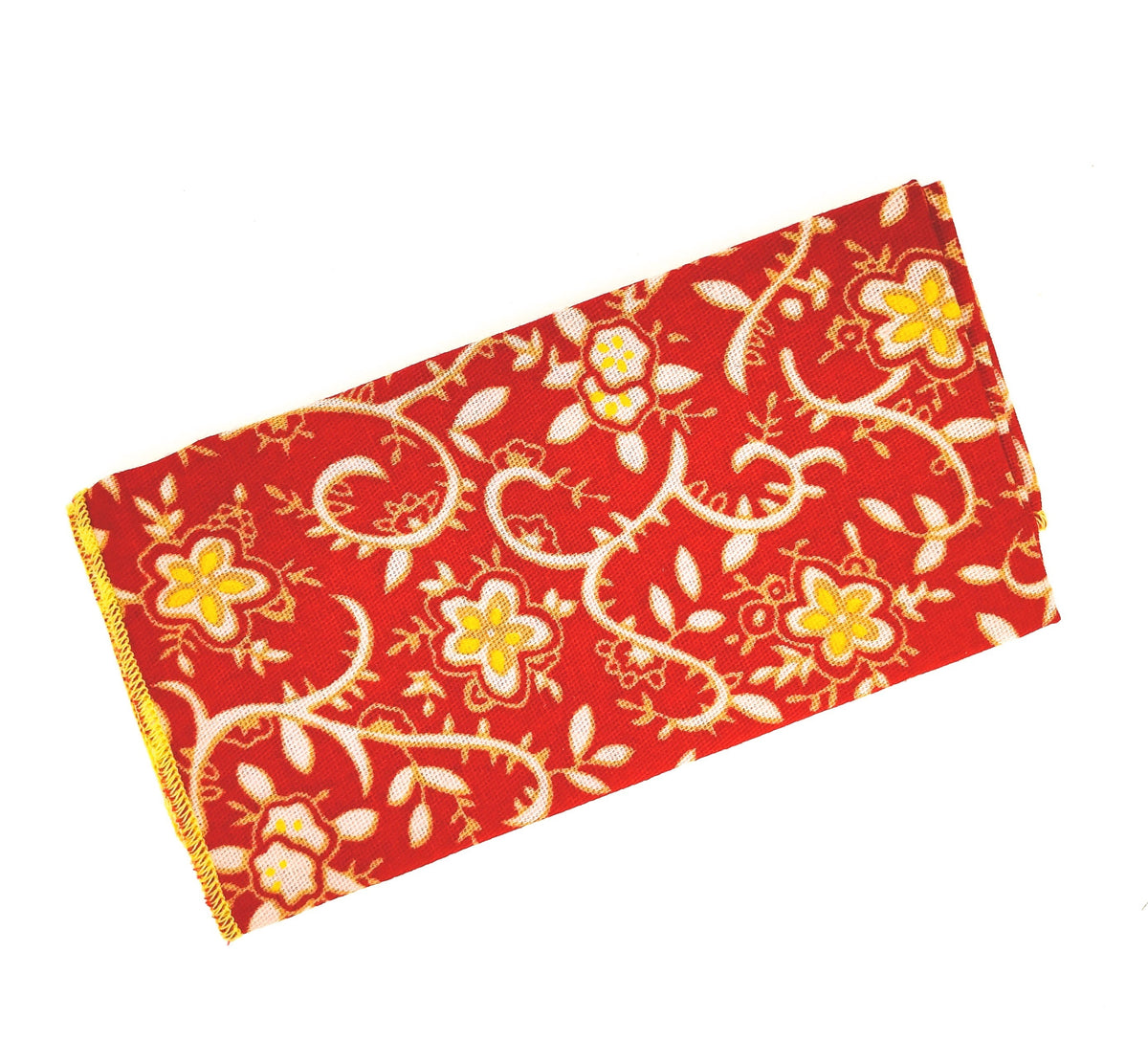 Pañuelo de Algodon Rojo Flores Estampado 23x23cm