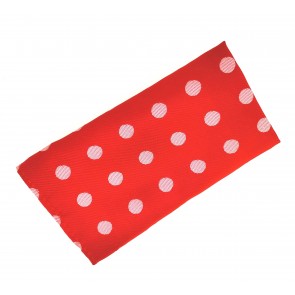 Pañuelo de Algodon Rojo Brillo Topos Grises 23x23cm