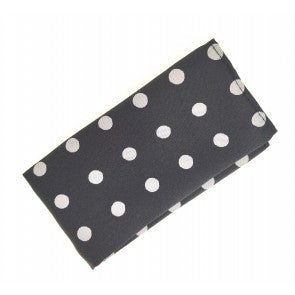 Pañuelo de Algodon Negro Brillo Topos Grises claros 23x23cm