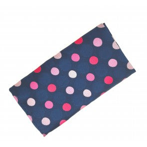 Pañuelo de Algodon Azul Brillo Topos Rosas variados 23x23cm