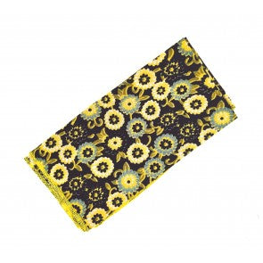 Pañuelo de Algodon Negra Flores Amarillas 23x23cm