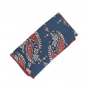 Pañuelo de Algodon Marino Estampado Cashmere 23x23cm