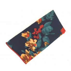 Pañuelo de Algodon Marino Floreado Variado 23x23cm