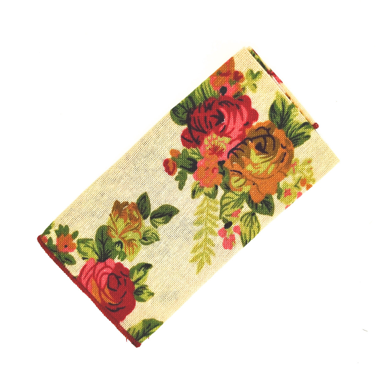 Pañuelo de Algodon Crema Estampado Flores Color 23x23cm