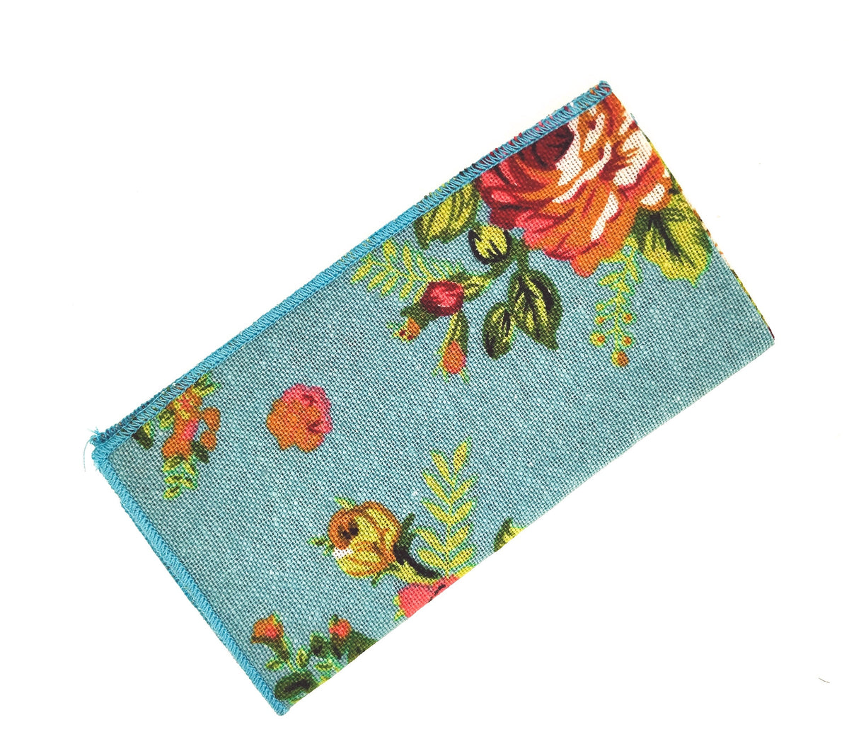 Pañuelo de Algodon Turquesa Estampado Flores Color 23x23cm