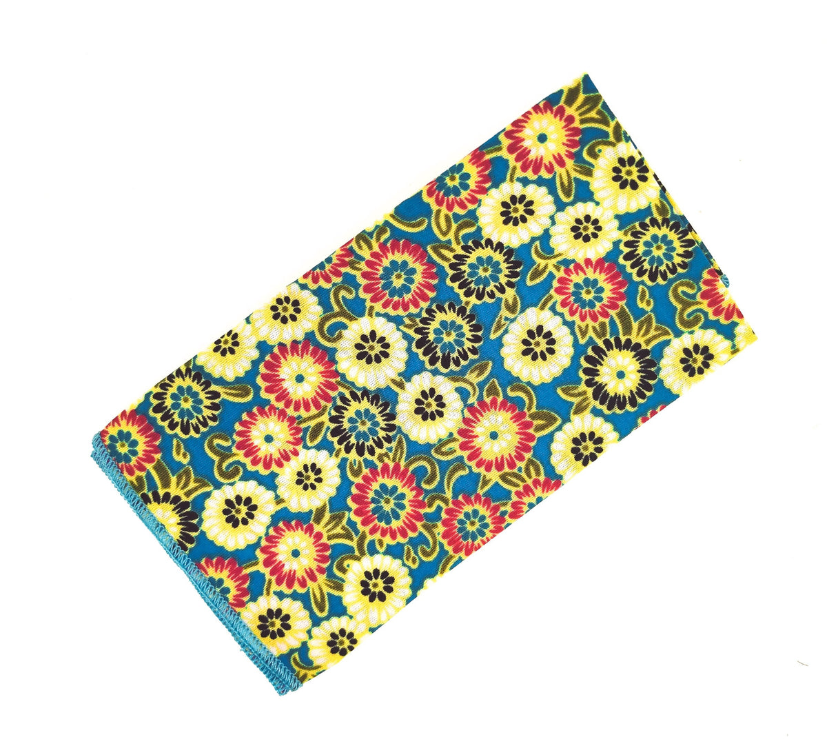 Pañuelo de Algodon Azul Estampado Flores Color 23x23cm