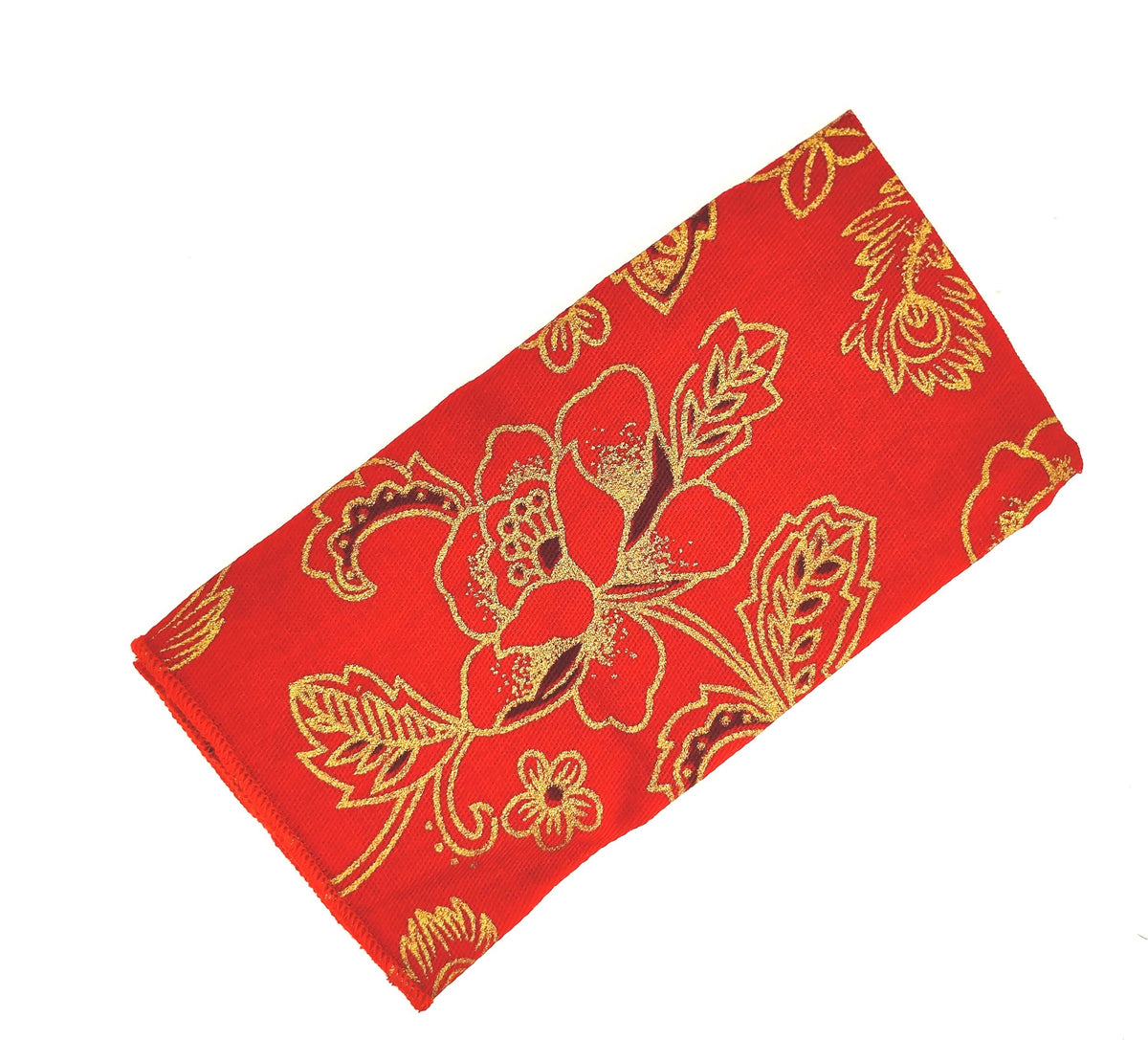 Pañuelo de Algodon Rojo Estampados Dorados 23x23cm