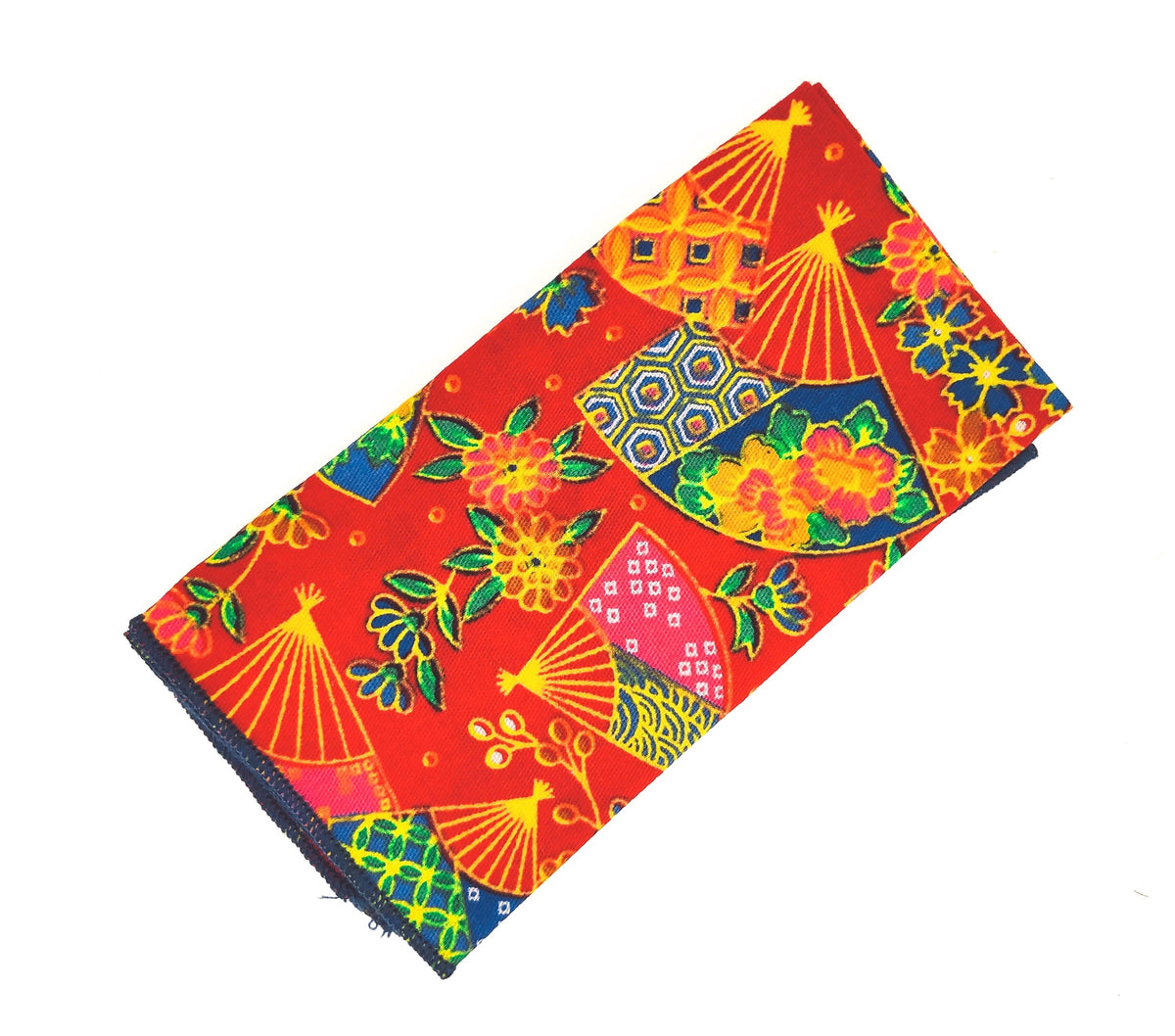 Pañuelo de Algodon Rojo Abanico Estampado 23x23cm