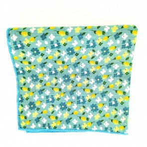 Pañuelo de Algodon Turquesa Floreado 23,5 x 23,5 cm