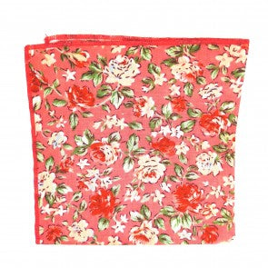 Pañuelo de Algodon Rosa Floreado 23,5 x 23,5 cm