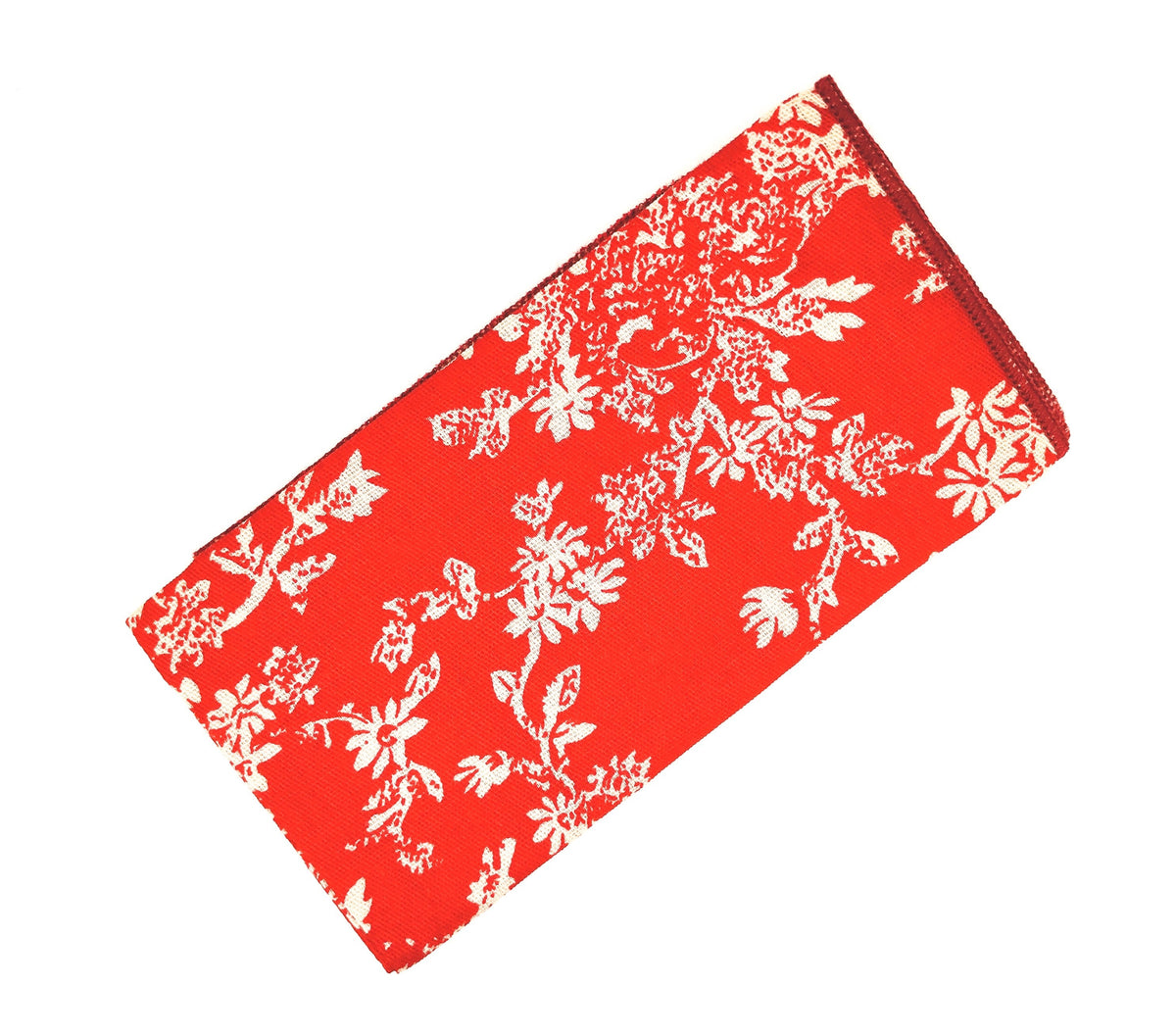 Pañuelo de Algodon Rojo Estampado Flores Blancas 23x23cm