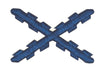 Parche Bordado Termoadhesivo Aspa Borgoña Azul 5,2x3,4 cm