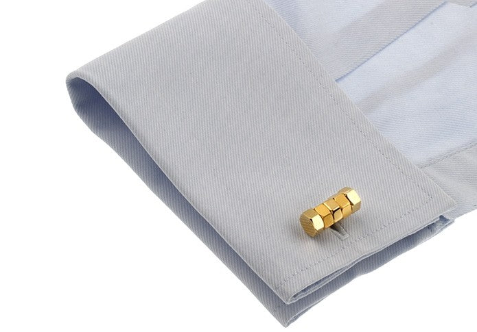 Gemelos de Camisa Diseño Tuercas Doradas 19x8mm