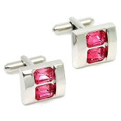 Wedding Double Pink Crystal Cufflinks