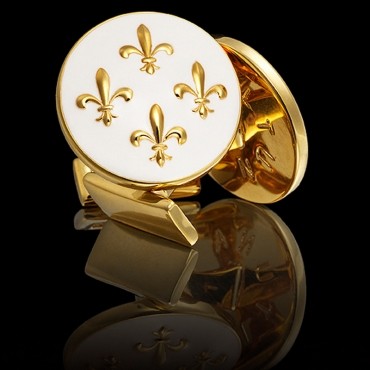 Gemelos Skultuna Fleur de Lys Ivory White
