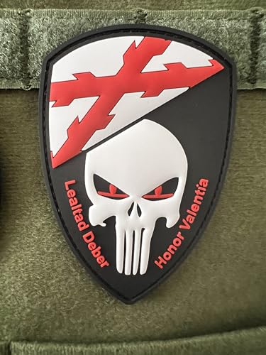 Parche punisher Cruz de Borgoña Goma PVC Hook and loop 9,5 x 6.5 cm Honor, Valentia Lealtad y Deber